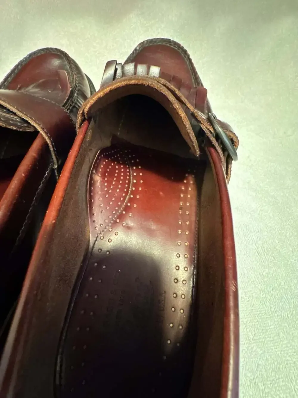 G.H. Bass & Co. Burgundy Leather Kiltie Monk Strap Loafers Made in USA